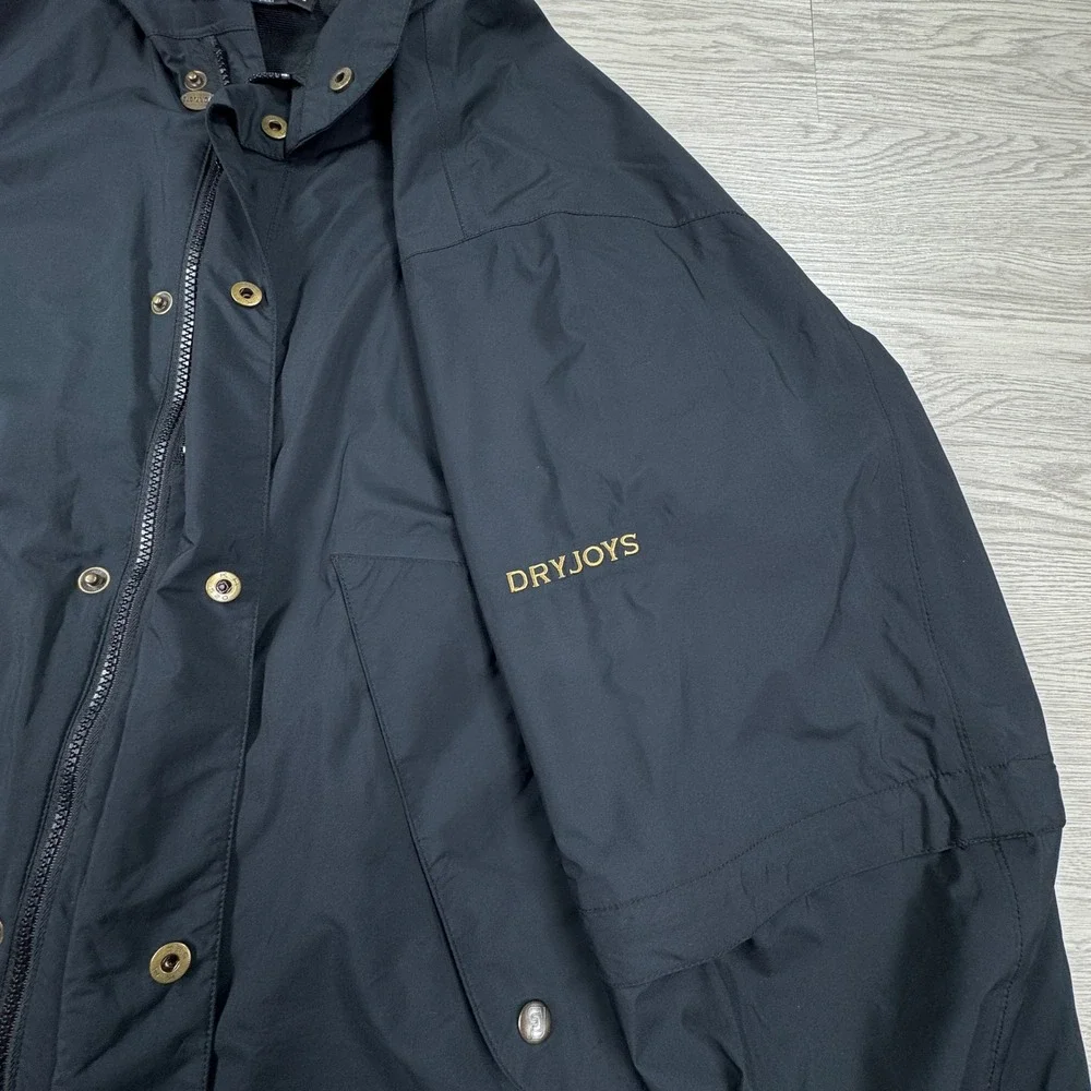FootJoy Men's Jacket DryJoys Golf Rain Windbreaker Black Large‎ Zip Off Sleeves